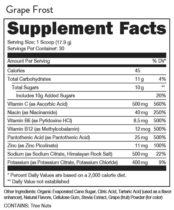 Bucked Up Hydration Nutrition Facts