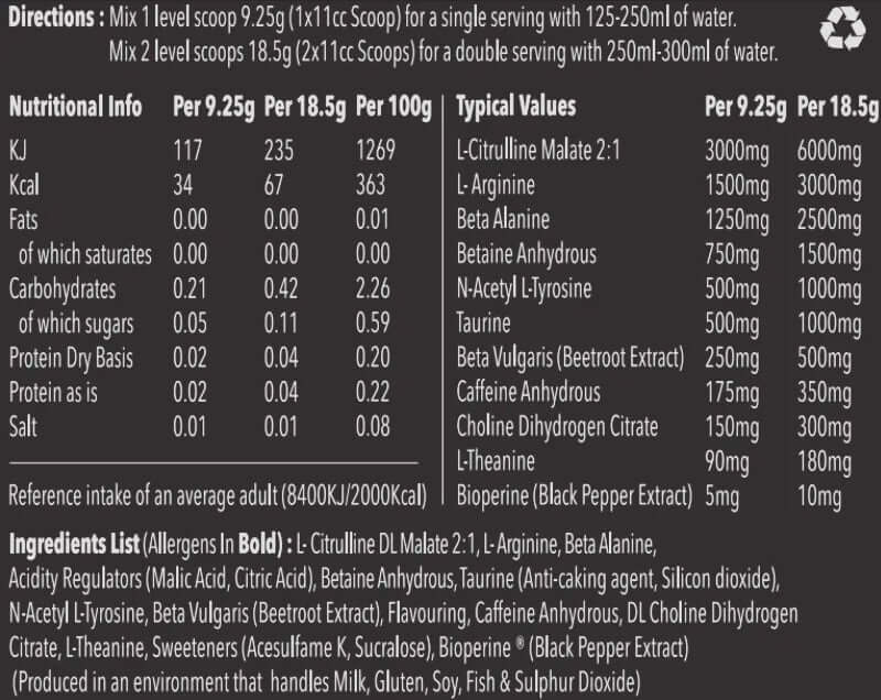 Murdered Out Insidious Nutrition Facts