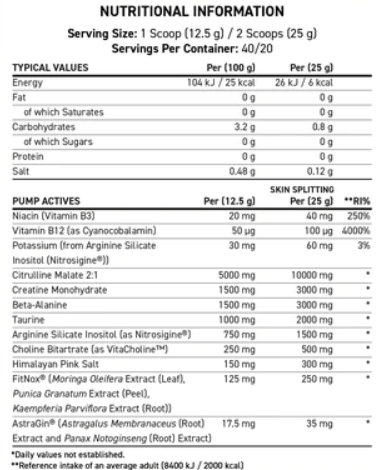 Applied Nutrition ABE Pump Stim-Free Nutrition Facts