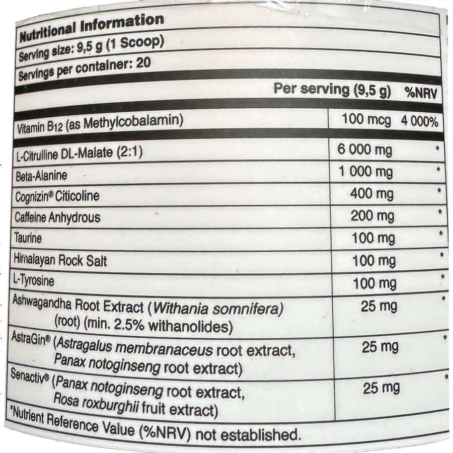 Bucked Up BAMF Nutrition Facts