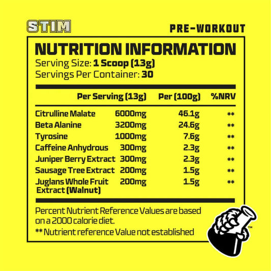 Beast Pharm Stim Pre-Workout Nutrition Facts
