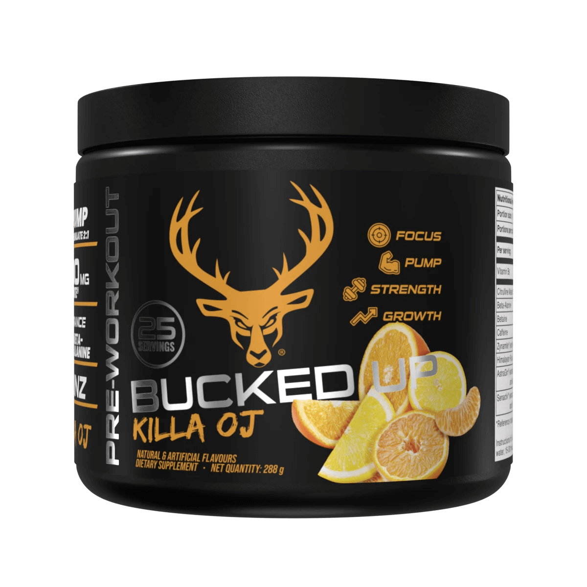 Bucked Up Pre Workout Size: 25 Svgs Flavour: Killa OJ