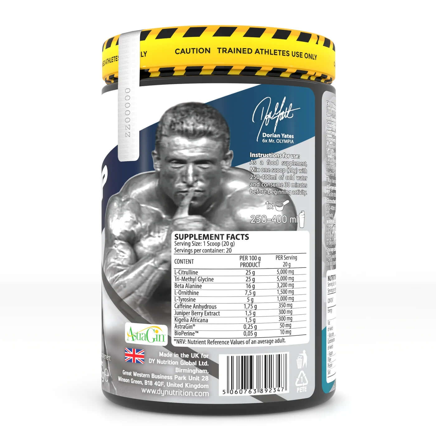 Dorian Yates Nutrition NOX Pump Ultimate Label