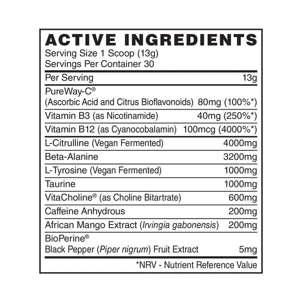 Naughty Boy Energy Nutrition Facts