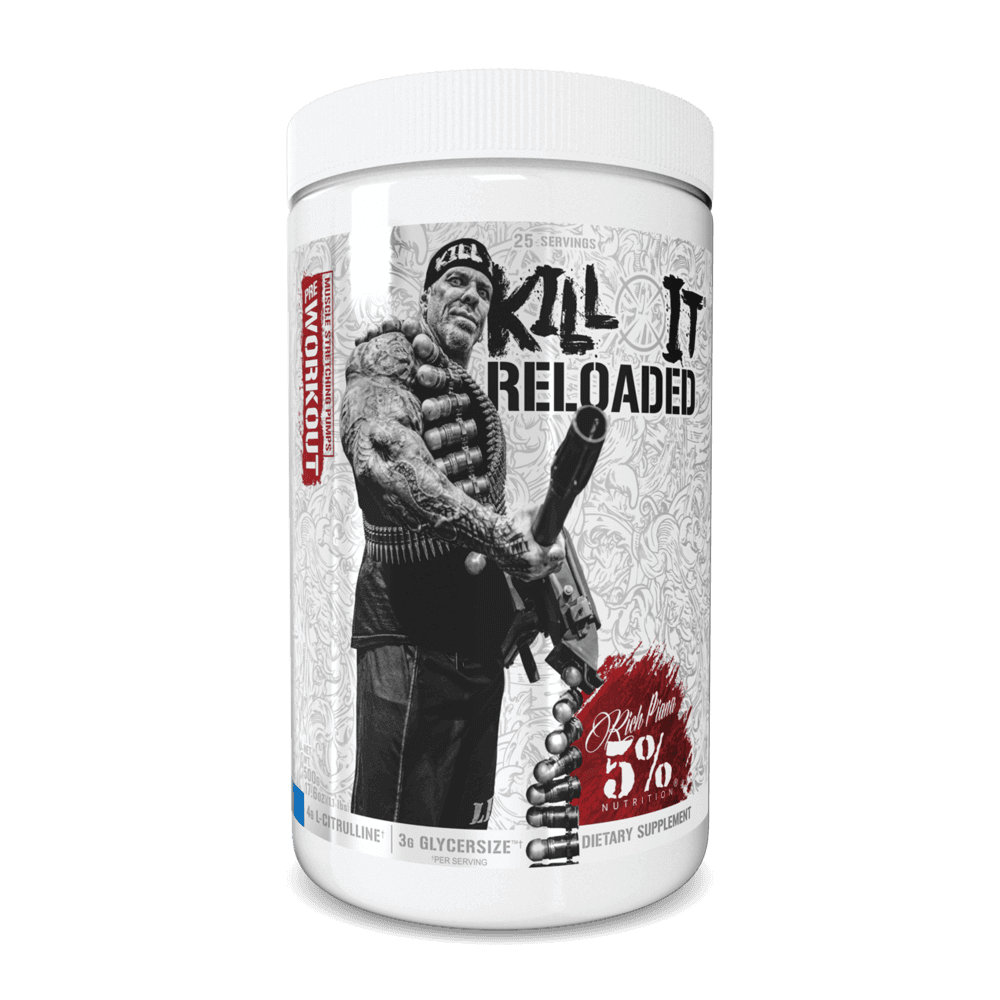 Rich Piana 5% Nutrition Kill It Reloaded Size: 25 Svgs Flavour: Blue Raspberry