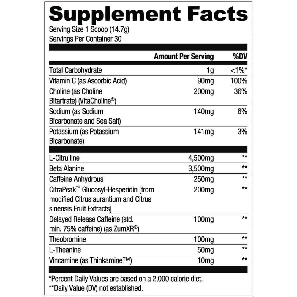 Ryse Loaded Pre Workout Nutrition Facts