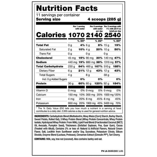 Mutant Mass Extreme 2500 Nutrition Facts