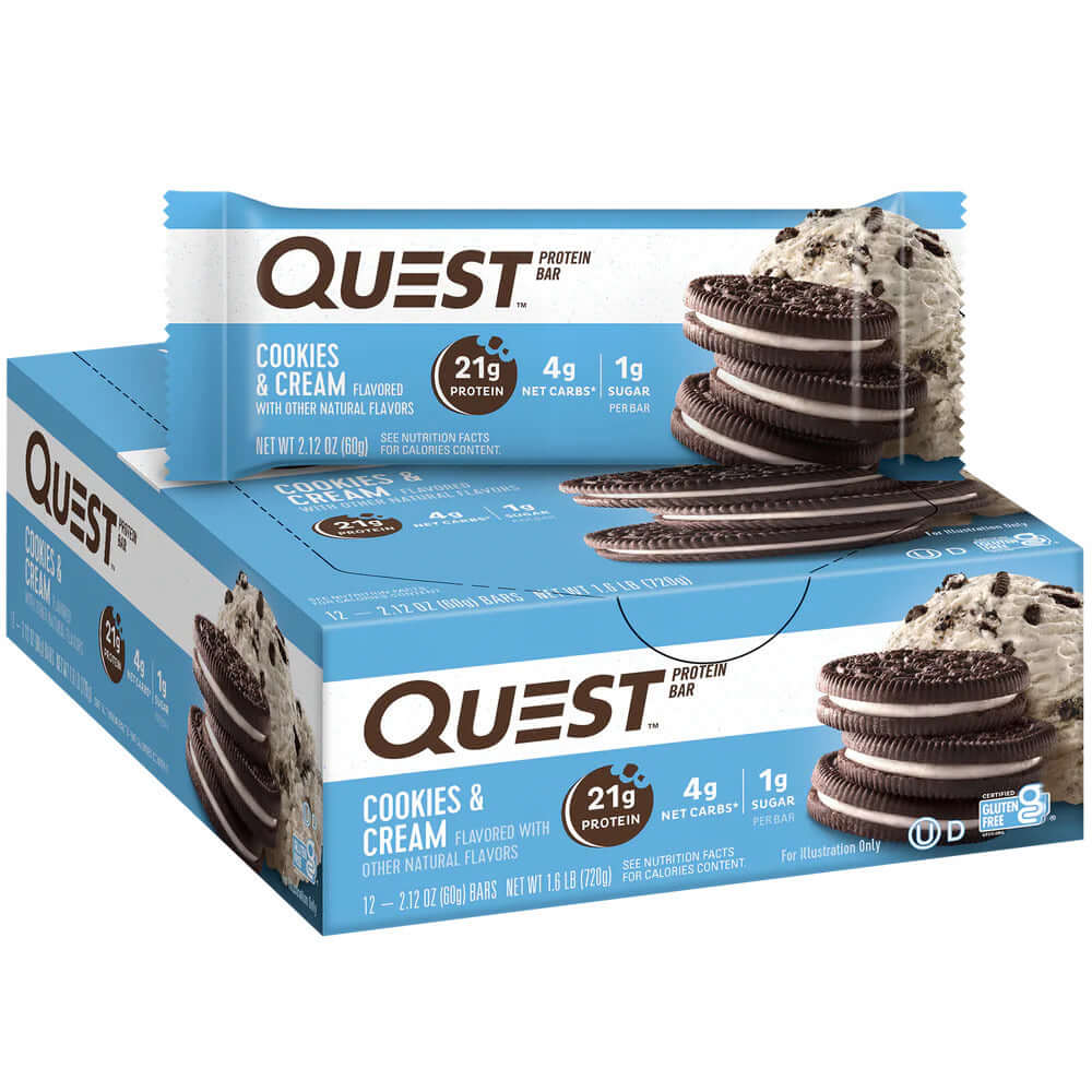 Quest Nutrition Bars Size: 12 x 60g Flavour: Cookies & Cream