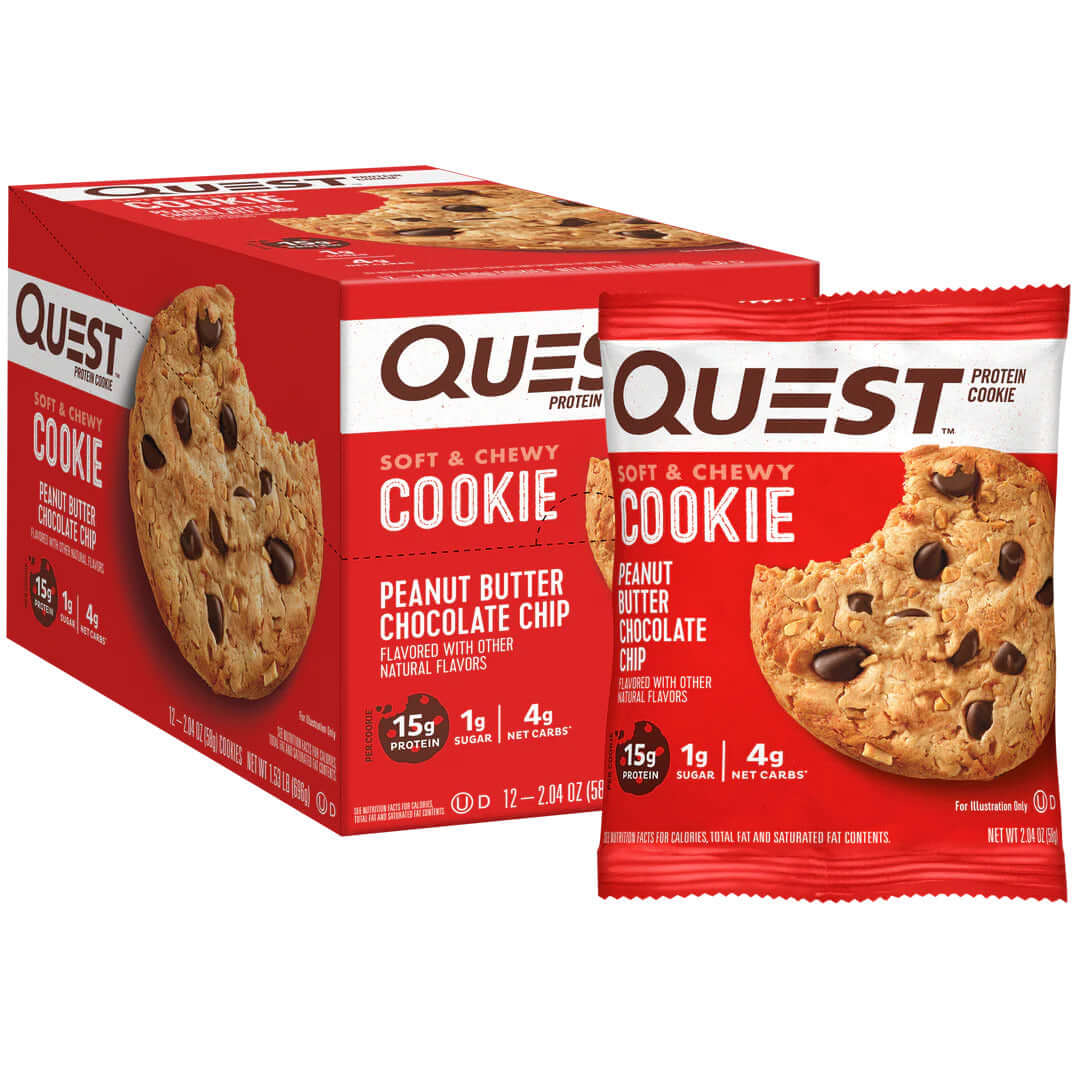 Quest Nutrition Protein Cookies Size: 12 x 59g Flavour: Peanut Butter Chocolate Chip