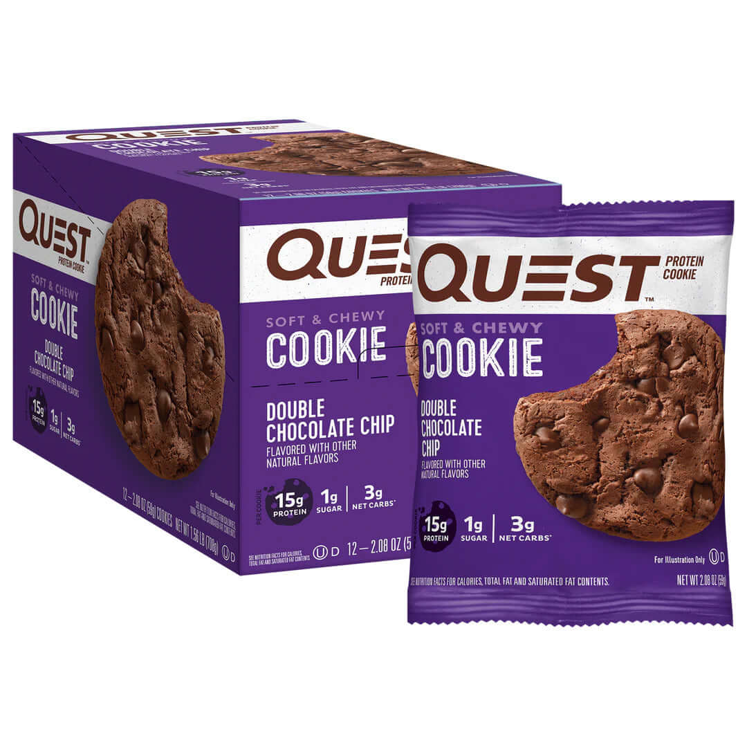 Quest Nutrition Protein Cookies Size: 12 x 59g Flavour: Double Chocolate Chip