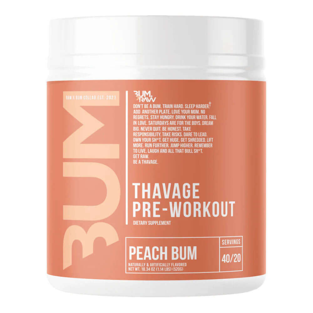 Raw Nutrition CBUM Thavage Size: 520g Flavour: Peach Bum