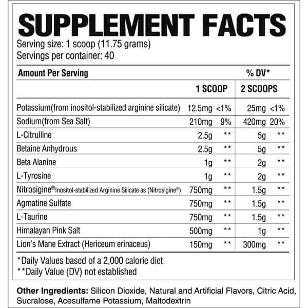 Raw Nutrition Pump Nutrition Facts