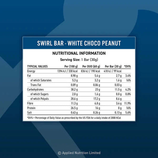 Applied Nutrition Swirl Duo Bars Nutrition Facts